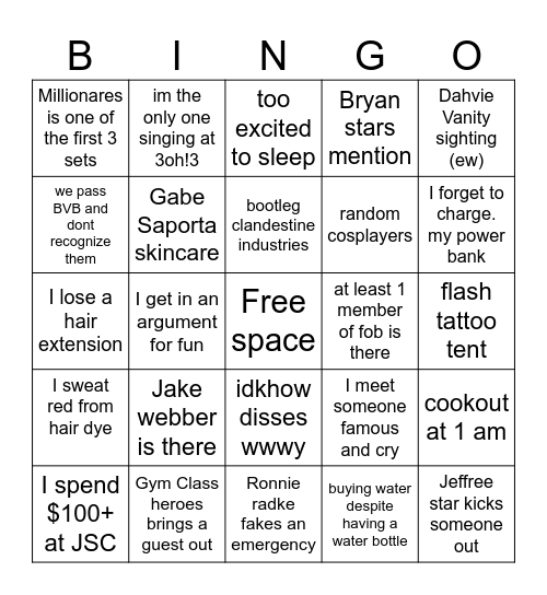 Warped tour orlando 2025 Bingo Card