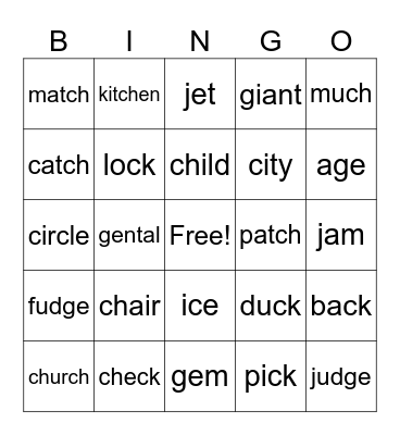 Initial/ Final Consonant Sounds Bingo Card