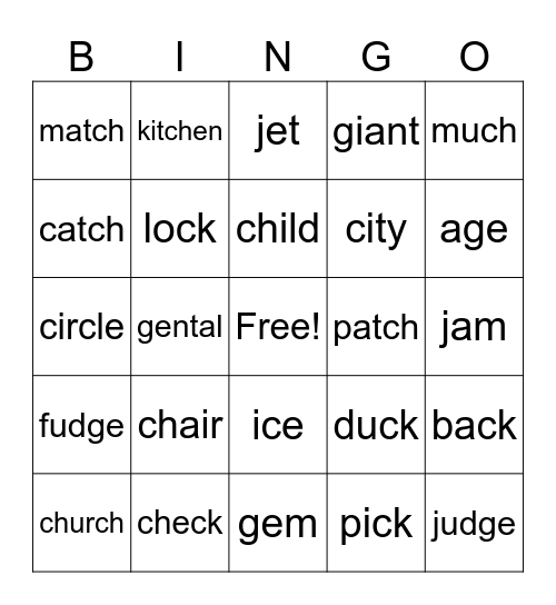 Initial/ Final Consonant Sounds Bingo Card