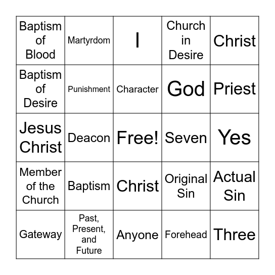 Catechism BINGO L24 #315-322 Bingo Card