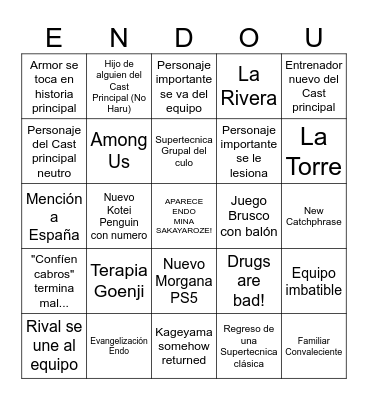 Inazuma Victory Road Bingo Card