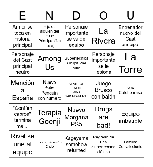 Inazuma Victory Road Bingo Card