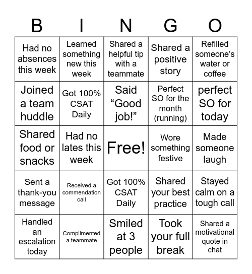 GRATEFUL Bingo Card