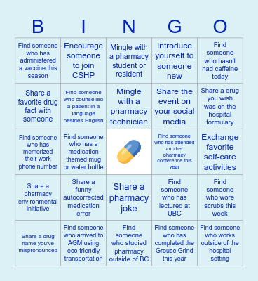 CSHP AGM Mingle Bingo Card
