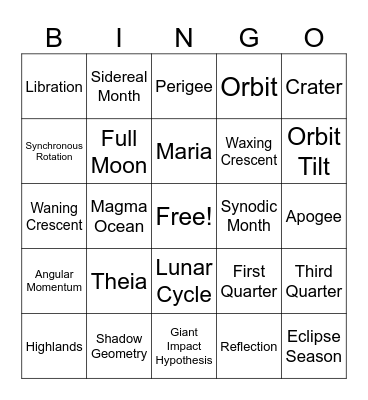 Moon Bingo Card
