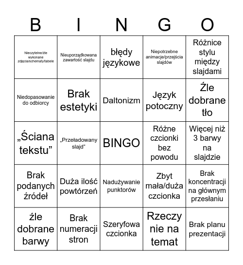 Brzydka prezentacja atom Bingo Card