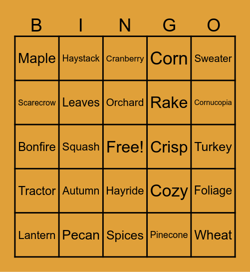 🍂Fall Foliage Fiesta🪵 Bingo Card