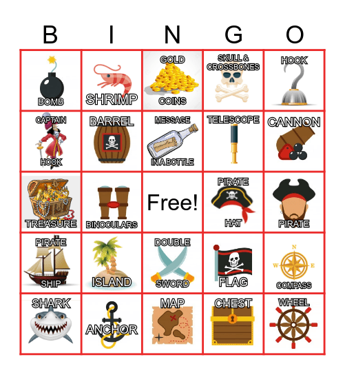 PIRATES Bingo Card