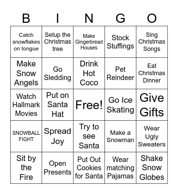 Arf Christmas Bingo Card