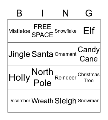 Christmas Bingo Card