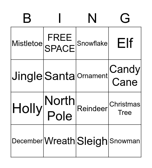 Christmas Bingo Card