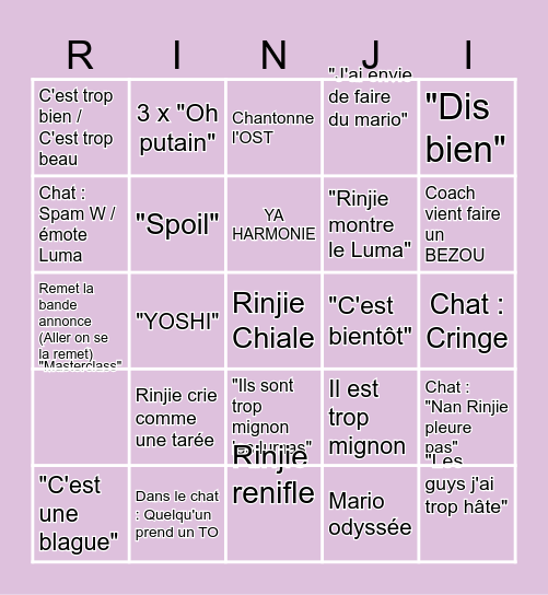 Mario Galaxy trailer ♥ Bingo Card