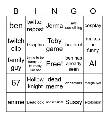 Instagram reel bengo Bingo Card