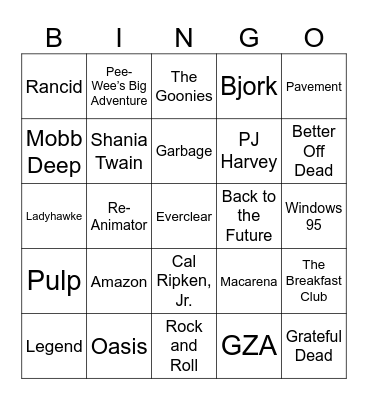 1995 & 1985 Bingo Card