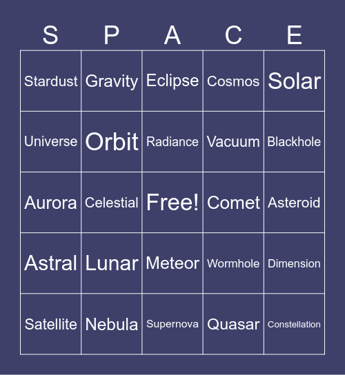 Space bing bu: CJ & Ella Bingo Card