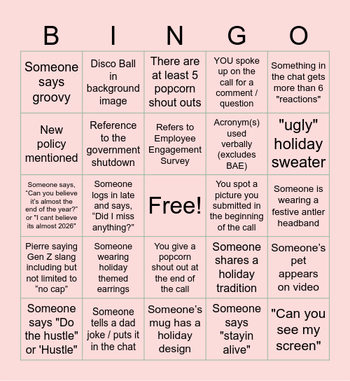 HR Connection Corner Bingo Card