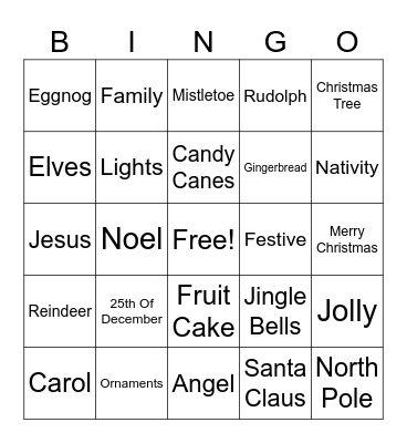 CHRISTMAS BINGO Card