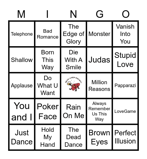 Lady Gaga! Bingo Card