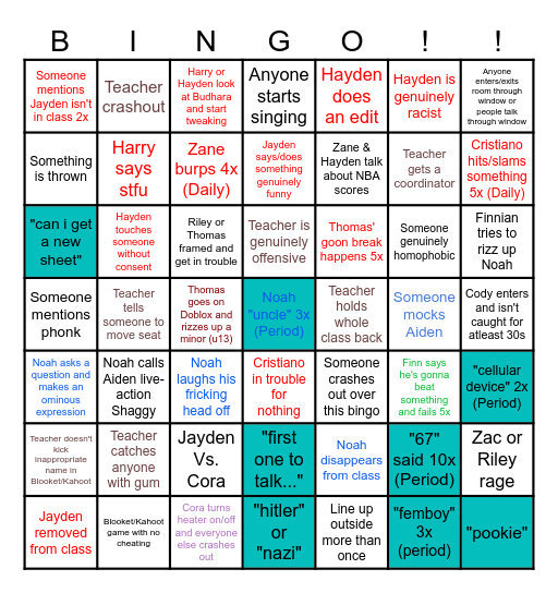 CLASSROOM BINGO Card