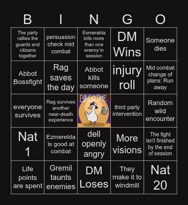CoS S2 E3 | Battle at Krezk Bingo Card