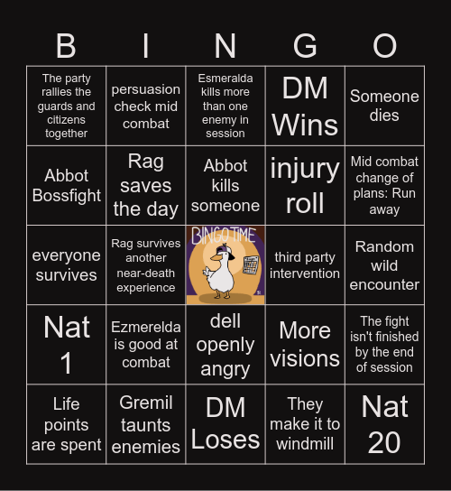 CoS S2 E3 | Battle at Krezk Bingo Card