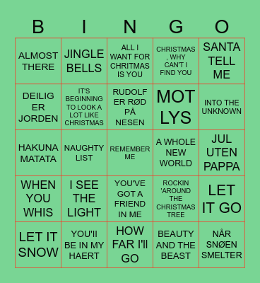 Magisk Jule- og Disney Bingo Card