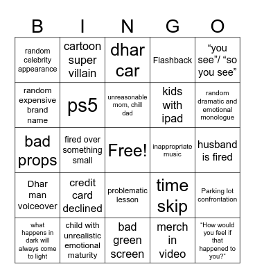 Dhar beengo Bingo Card
