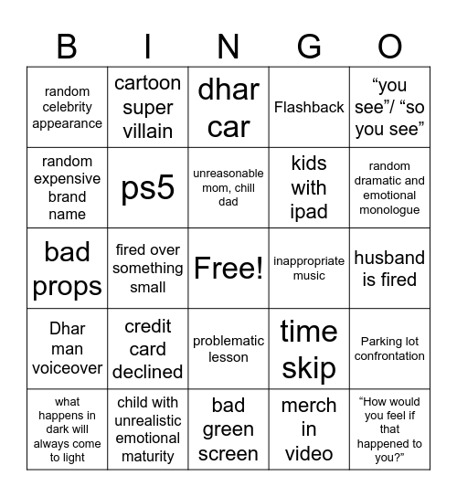 Dhar beengo Bingo Card