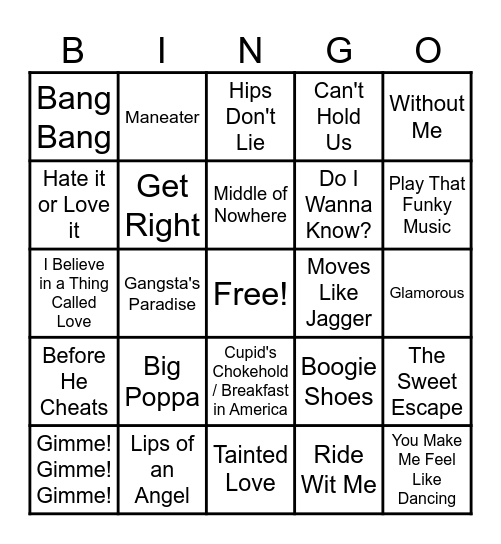 Music Bingo Card