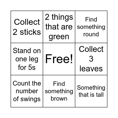 Scavenger Hunt Bingo Card