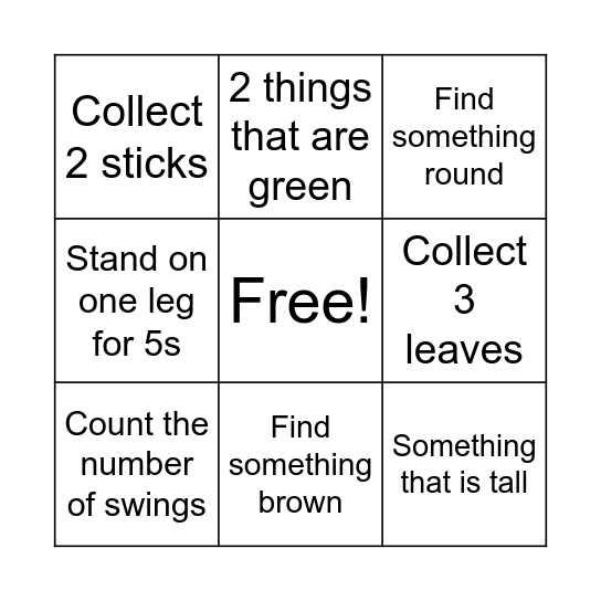 Scavenger Hunt Bingo Card