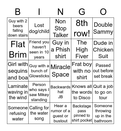 Panic Bingo 1st 5 in a row gets Bingo! Bingo Card