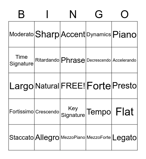 TERM BINGO Card