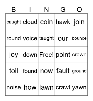 Vowel Teams, Diphthong Review  UFLI 93 - 97 Bingo Card