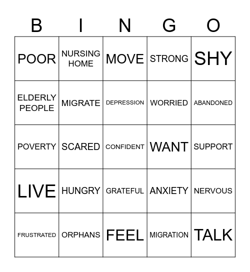 SOCIAL PROBLEMS Bingo Card