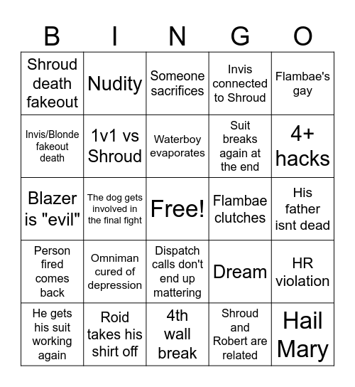 Dispatch finale Bingo Card