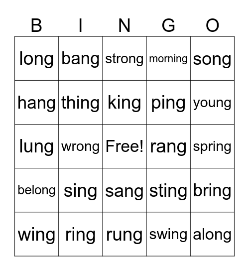 Lesson #51, ng Bingo Card