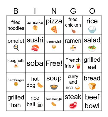 Food bingo Card