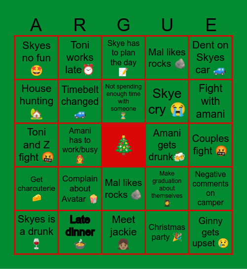 Buentello Christmas 2025 Bingo Card