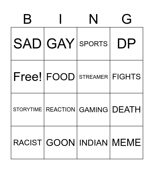 IG Reels Bingo Card