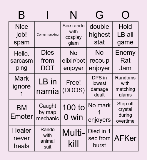 Casual CC Bingo Card