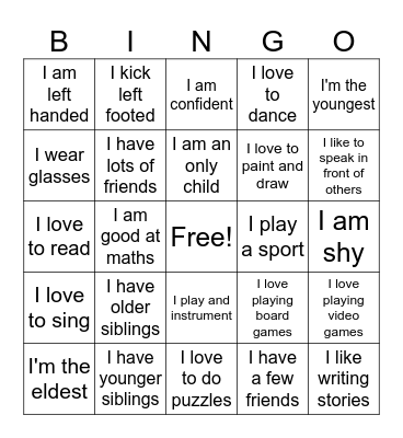 Identity Bingo Card