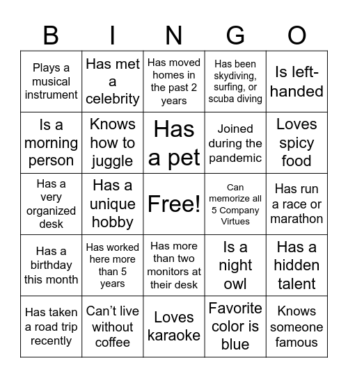 IP Team Bingo Card