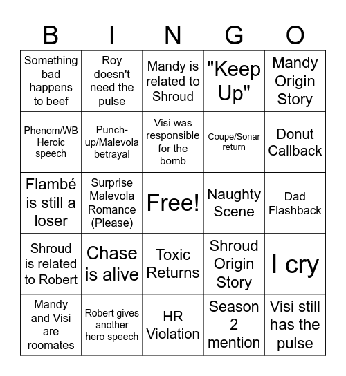 Dispatch Finale Bingo Card