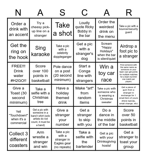 Drinksgiving 2025 Bingo Card