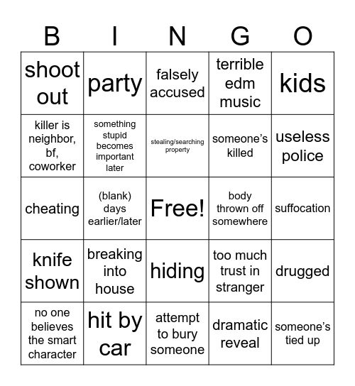 lifetime Bingo Card