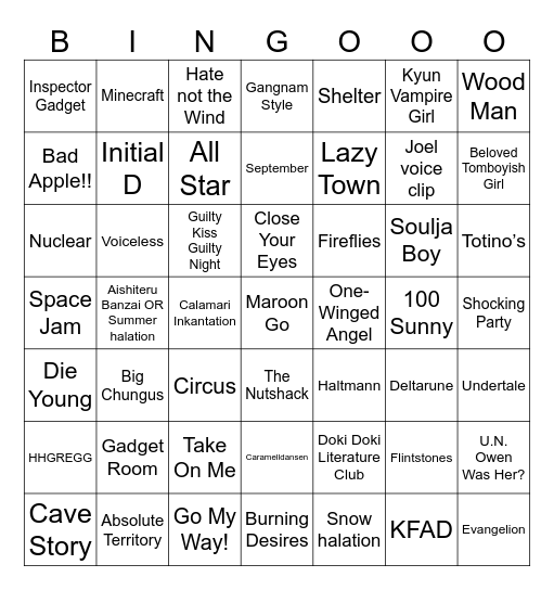 Bingooooo Bingo Card