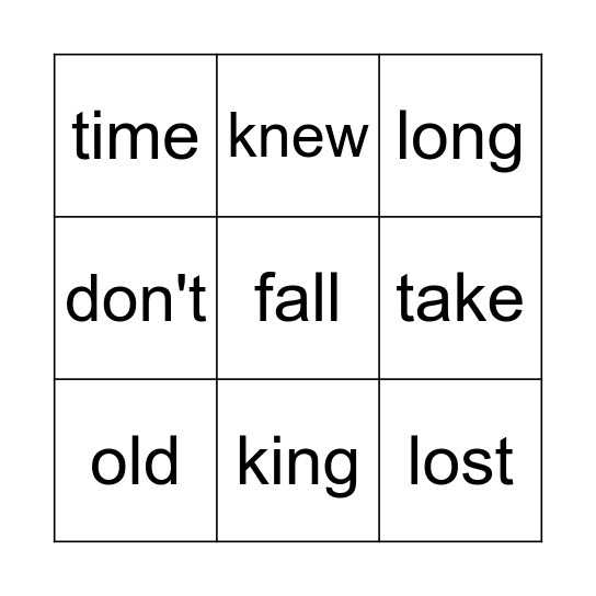 Evil King Bingo Card