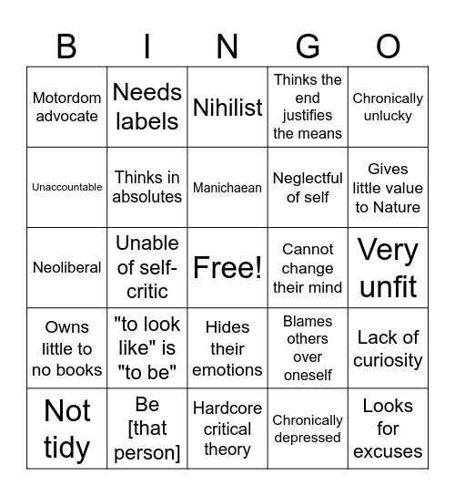 Get on the DNI list! Bingo Card