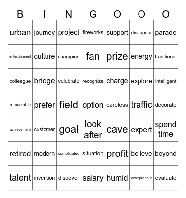 020 Vocabulary Bingo Card